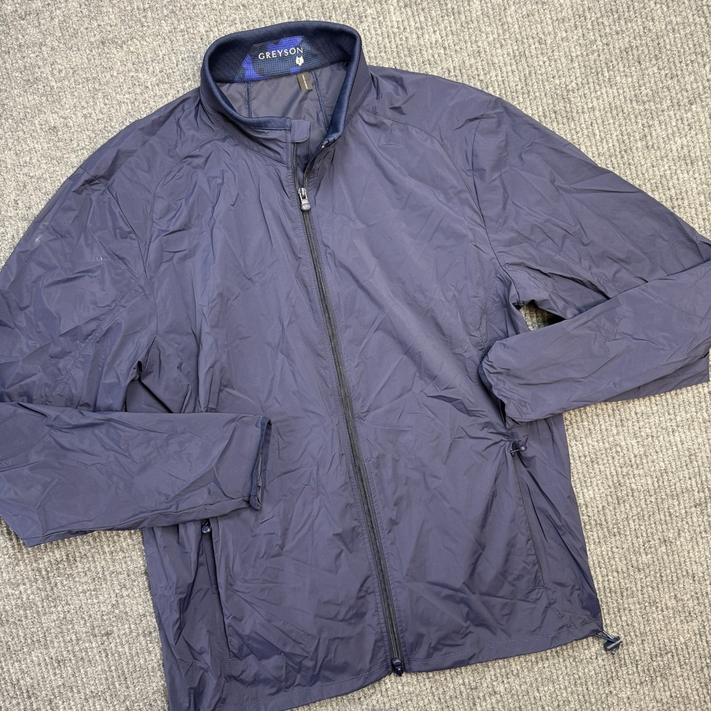 Greyson Trailwolf Jacket Men Large Navy Blue Golf Lightweight Windproof Packable